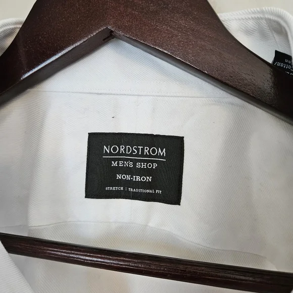 Nordstrom White Button Down Shirt 16 1/2 36-37 Business Casual Neutral - Picture 6 of 10